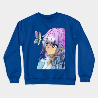 Beautiful druid elf girl with a butterfly Crewneck Sweatshirt